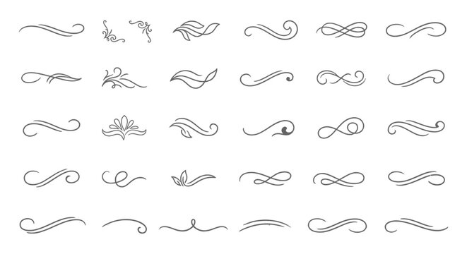 Modern Decorative Line Elements Scribble Swirl Divider Vector Pack