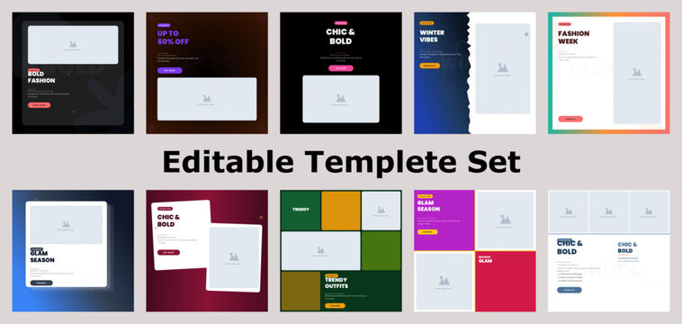 Instagram template social media layout banner branding marketing web promotion set vector presentation design post bundle abstract