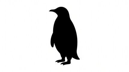 Fototapeta premium Silhouette of a Penguin Standing on Ice in Minimalist Style