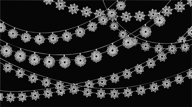 Festive Snowflake String Lights on Black Background