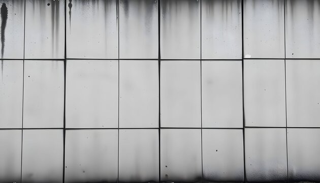 A close-up view of a grimy window with streaks and dirt accumulation.