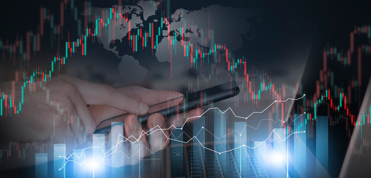 finance market trading with smartphone