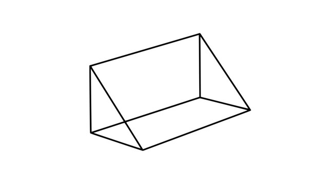 Geometric Prism Shape Outline Vector Illustration