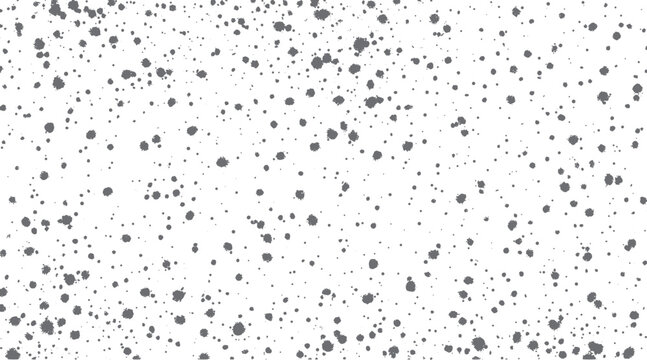 Scattered grey ink splatters and dots on a white background abstract pattern paint drop