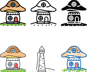 Obraz premium mushroom house diversity color icon vector. mushroom house sign. isolated symbol