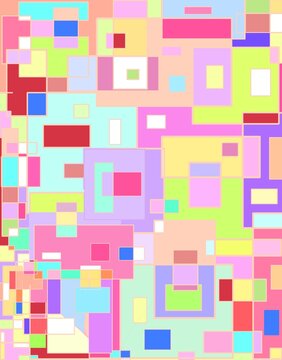 Colorful abstract geometric background with overlapping pastel rectangles and modern design