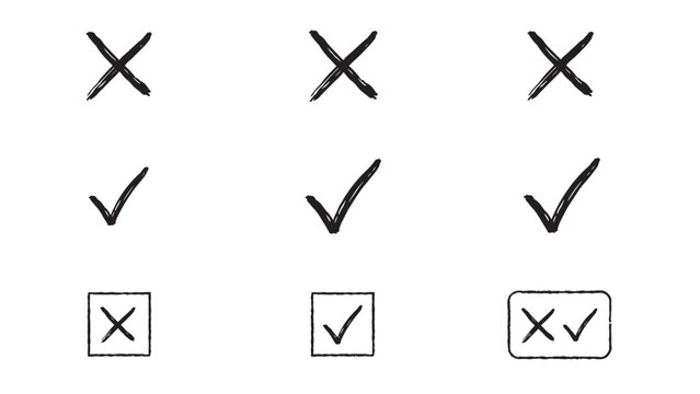 "Check and cross icons symbolizing validation and selection."