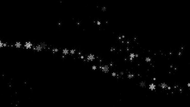 snow flakes and bokeh lights wave trail alpha channel animation,winter snow flakes new year and Christmas isolated social media motion design element