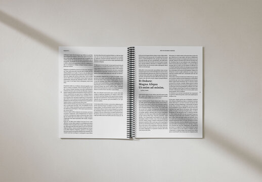Mockup Of Customized Open Spiralbound Magazine