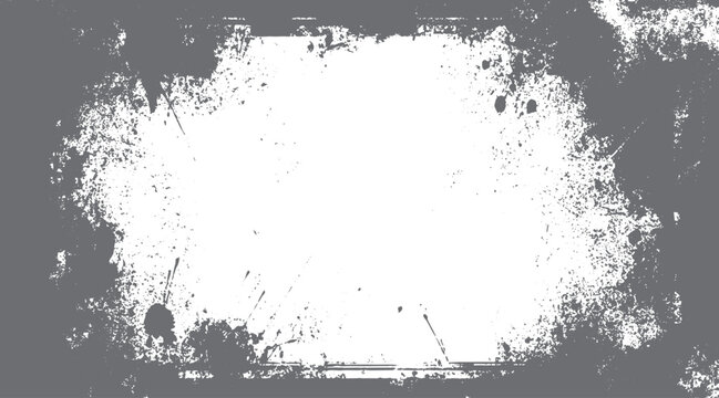Grungy distressed grey and white textured background with splatters and rough edges grunge