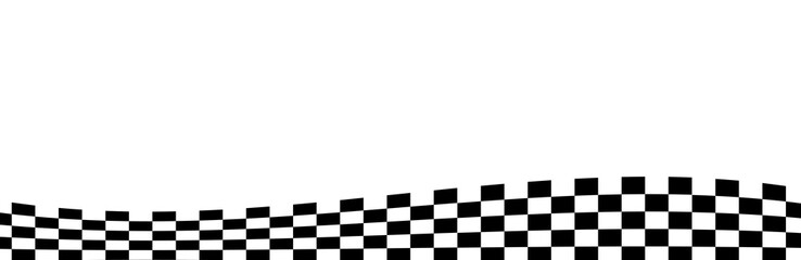 Naklejka premium Wavy Black and White Checkered Racing Flag Border.