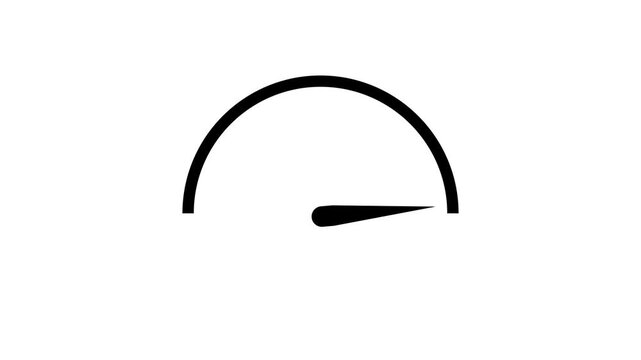 Speedometer icon with low, normal, and high levels indicator. Performance or credit score gauge meter symbol in solid black style 4k video.