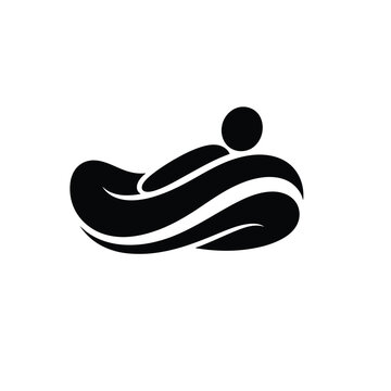 Flat design vector icon of a relaxed man resting with crossed arms, minimalist style, isolated on white background