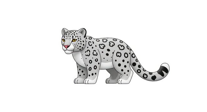 Cartoon snow leopard walking illustration