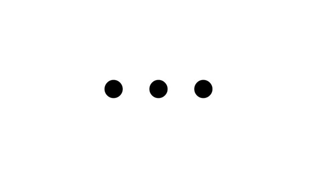 Typing loading dots icon with alpha channel. Loading is indicated by a dot. Load dot icons. A set of loading icon animation.loading thinking animation on black background video.