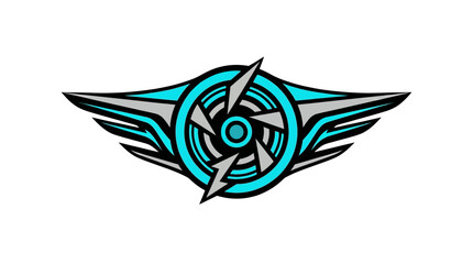 Obraz premium Teal Winged Emblem Design.