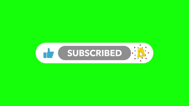 Animated Subscribe Button, Like Button and Notification Bell on Green Screen