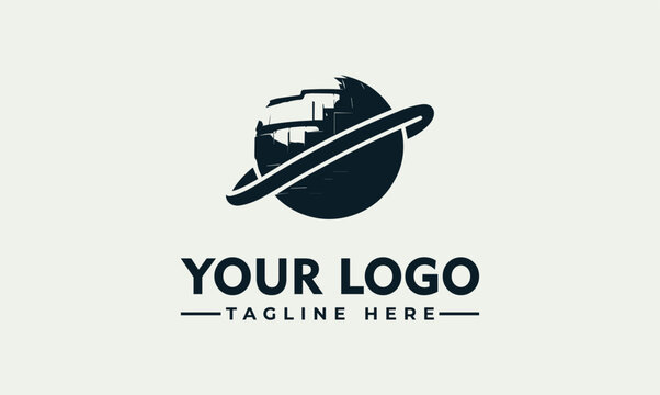 Modern planet pluto corporate business vector logo illustration