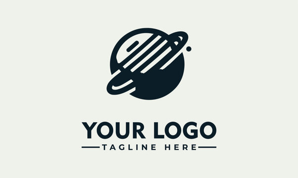 Minimalist Planet Pluto Vector Logo Illustration for Modern Space Business Branding