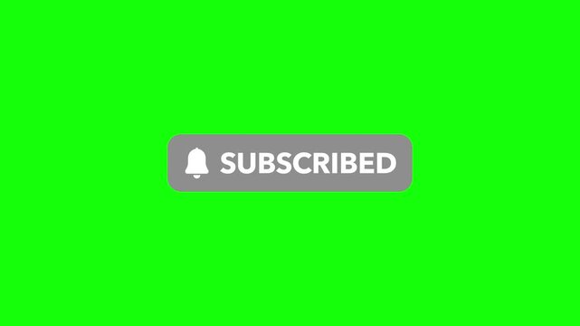 Animated Subscribed Button with Bell Notification Icon on Green Screen