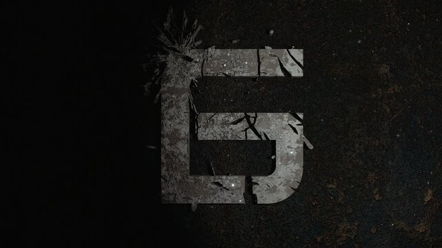White Hebrew letter Grunge Countdown against dark, gritty background. Texture resembles weathered concrete or aged paint. Bold symbol stands out sharply in stark contrast. Ideal for design, branding