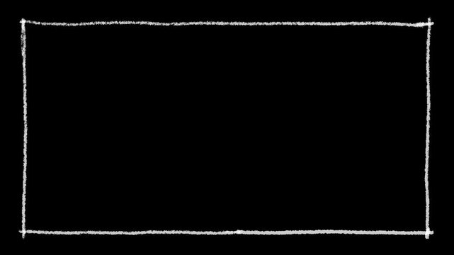 Hand-drawn rough line video frame animation, black background for screen blending mode