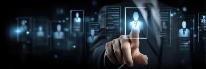 Fototapeta premium Tech recruitment is hiring a candidate; the interview assesses talent for an employee to build a career.