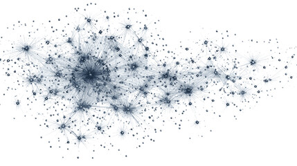 Obraz premium Abstract network of glowing blue particles and connections on a white background representing data or science