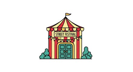 Fototapeta premium Colorful street festival tent illustration