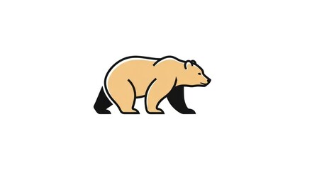 Naklejka premium Brown bear walking profile illustration