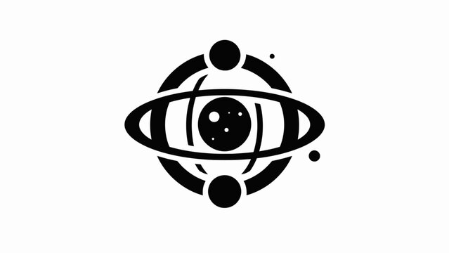Abstract eye and planetary orbit icon.