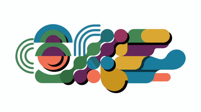 Abstract organic shapes with vibrant colors and rounded edges