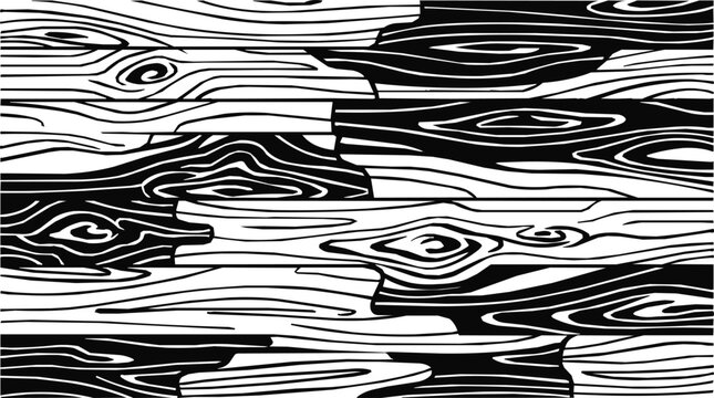 Natural pattern - Seamless monochrome fence patterns with detailed wood grain and timber texture on horizontal wooden plank for rustic background