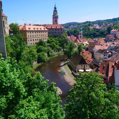 Panoramic castle view with baroque tower, river, and red roofs in summer © WILL PHOTOGRAPHY