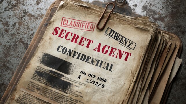 Document shows classified information about a secret agent from October 1966 with red stamps and marked sections