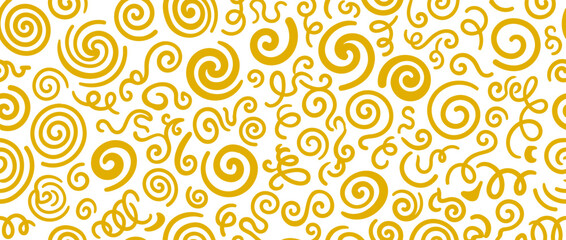 Fototapeta premium Seamless Pattern of Golden Swirls and Curls on White Background