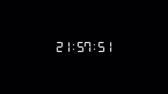 One day countdown timer animation in one minute with transparent background, 24 hours countdown in 60 second with alpha channel in 4k.