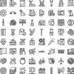 Fototapeta premium Diverse line art icon set featuring minimal outline vectors for web, app, uiux and printsymbols for business, travel, food, health, tech, shopping, home, education and more