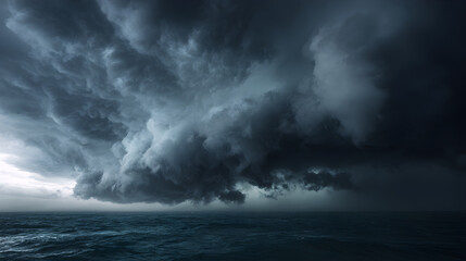 Obraz premium Dark stormy clouds over ocean