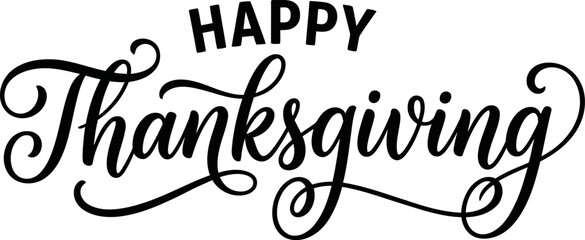Elegant calligraphy thanksgiving greeting with flourishes isolated on white background © MD. EMON HOSSAIN