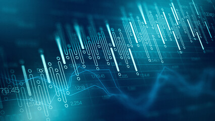 Traders focus on market data with graphs and charts during an active trading session online