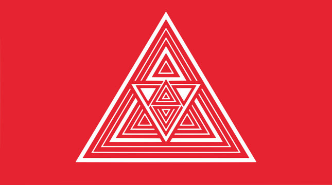 Geometric abstract triangle pattern on red background