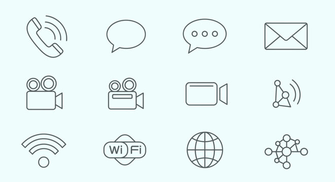 Modern Communication Technology Icons Set.