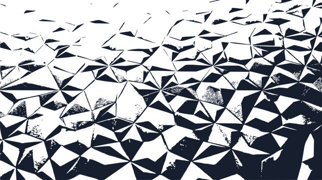 Abstract geometric pattern with sharp edges and fractal-like structure, black and white.