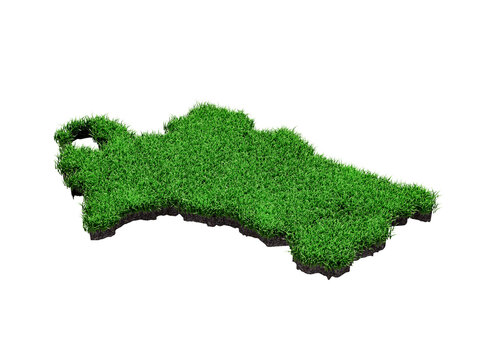 Turkmenistan Map soil land geology cross section with green grass and Rock ground texture 3d illustration