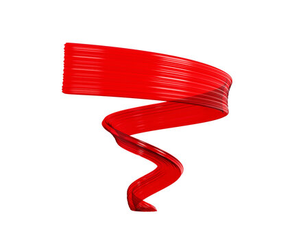 Vibrant red 3D spiral ribbon with a glossy texture and swirl.