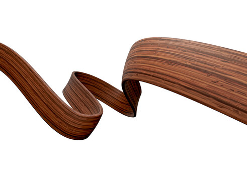 Elegant flowing walnut wood ribbon with natural grain texture.