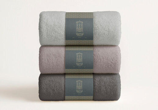 Stacked Cozy Textured Blanket Mockups PSD