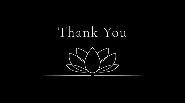 Thank You - Lotus Line Art Animation(Alpha Channel)