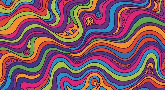 Colorful Psychedelic Swirls Abstract Background Design.